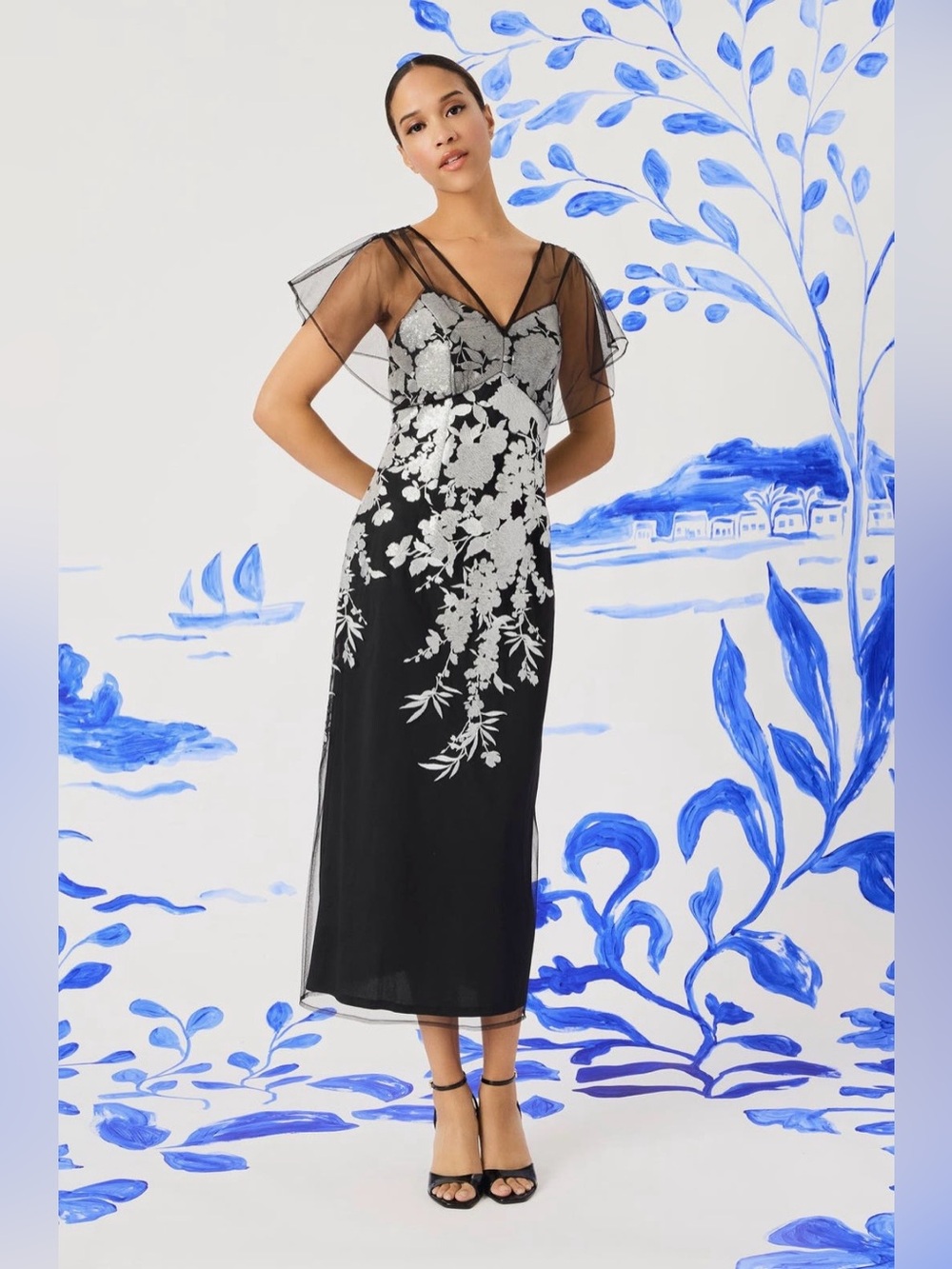 Maggy London Women’s Illusion Embroidered Dress